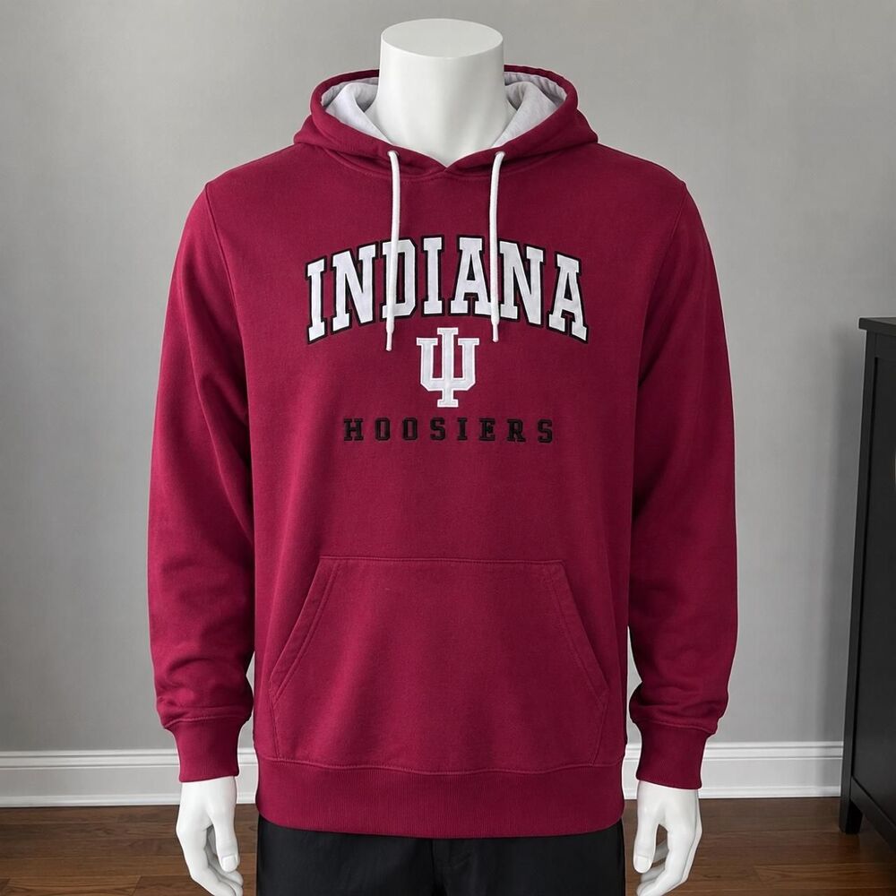 Colosseum Indiana Hoosiers Red Stitched Pullover Hoodie Men’s Size Large